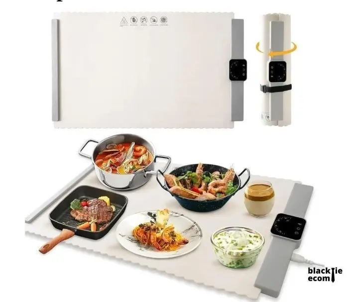 Electric Warming Tray with Adjustable Temperature Foldable Food Warmer